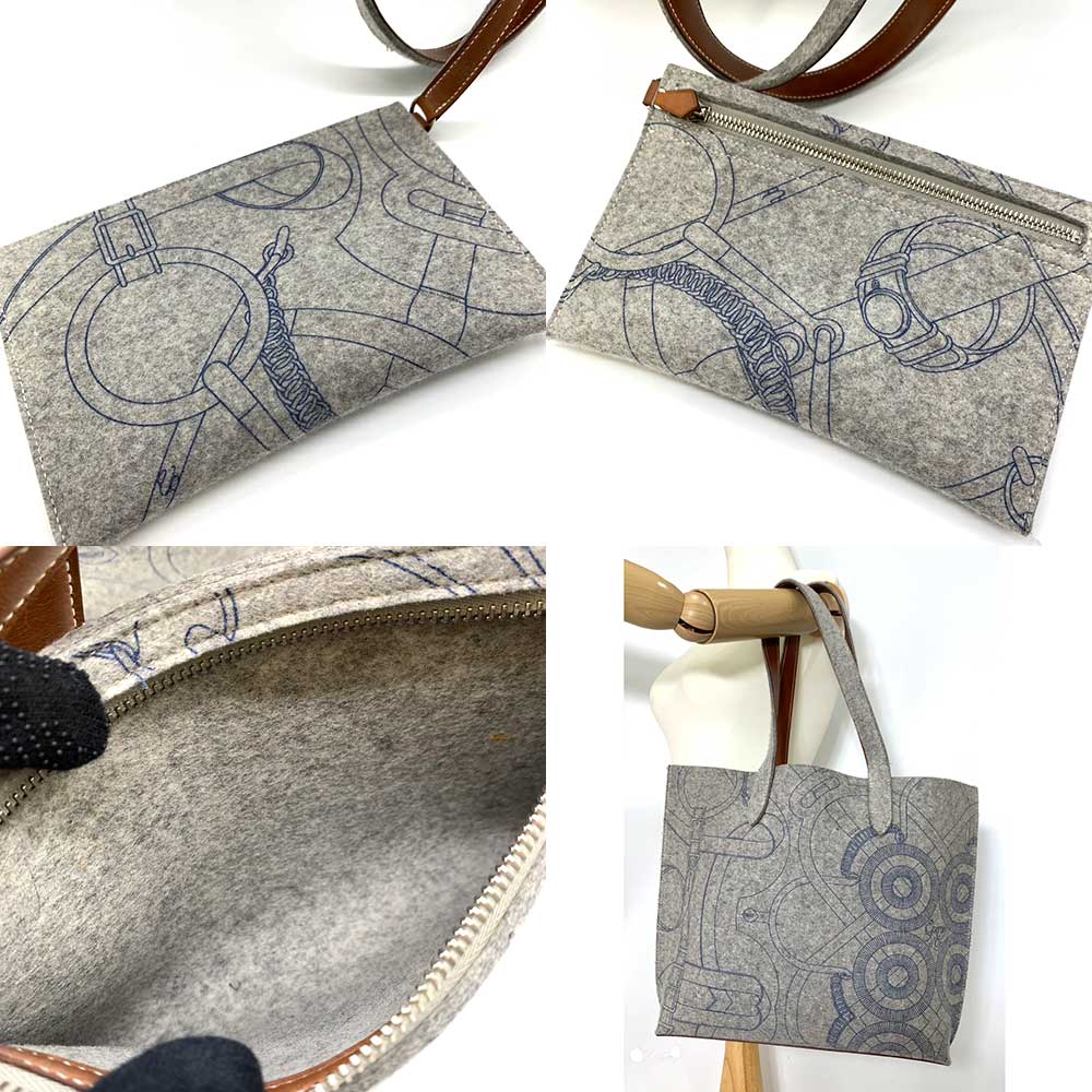 Used HERMES KarimiTote Bag felt Women