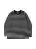 Lupeu Off-Shoulder Ronde Hals Gestreept Oversized Kleurblok Lange Mouwen T-shirt Zwart (ivoor)