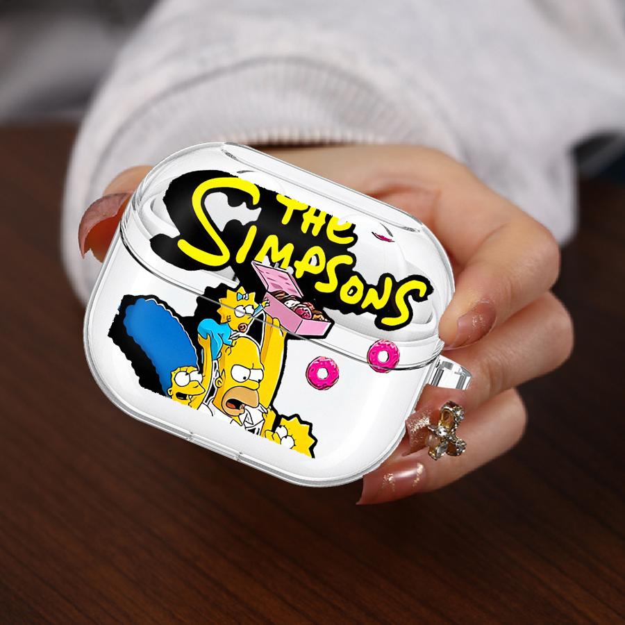 

Case For Samsung Galaxy Buds 3Pro 2 4 Pro Live 2Pro 3 FE 4Pro Clear Earphone Cases Cover With Hook Cute The S-simpsons Buds Live