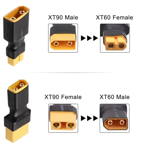 Xiatiaosann XT60 To XT90 Male Female Adapter Connector for RC LiPo Battery Charger Drone Car, XT60 XT90 Plug Jack Converter RC Power Adapter, 4pcs