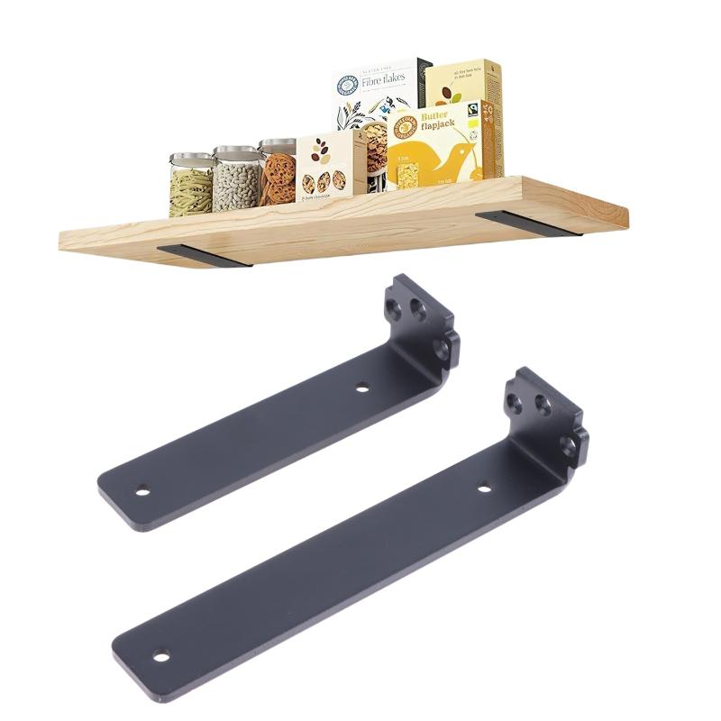 1 Set 5Mm Thicked Invisible L-Shaped Brackets Heavy Duty Cast Iron Floating Shelf Brackets For Kitchen Shelves Support