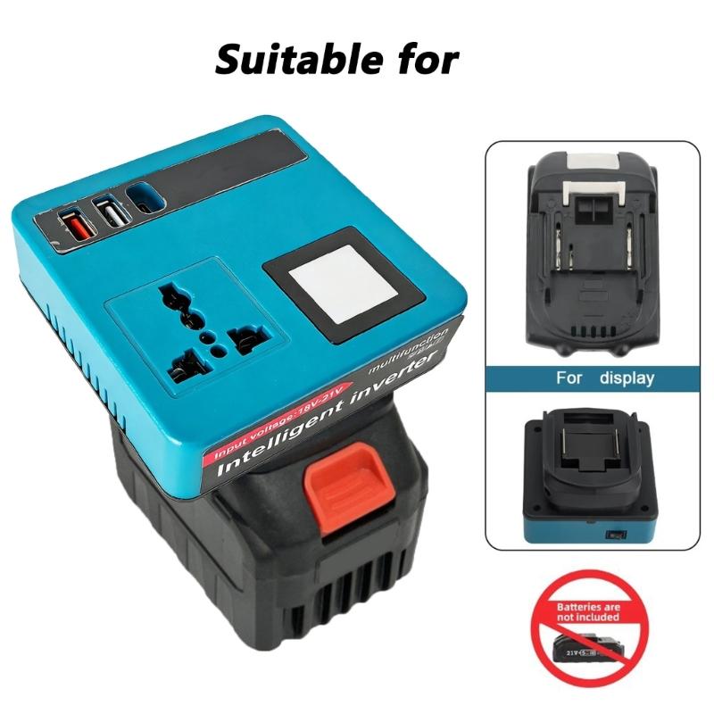 High Efficiency Power Inverter Converts 18V to 220V Includes LED Light Suitable for Outdoor Use with USB and Type C Port