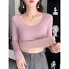 Lamb Wool Warm Top Women's Winter New Style Plus Fleece Thickened Inside with Autumn Clothing Elastic Slim-fit Undershirt Underwear Tide