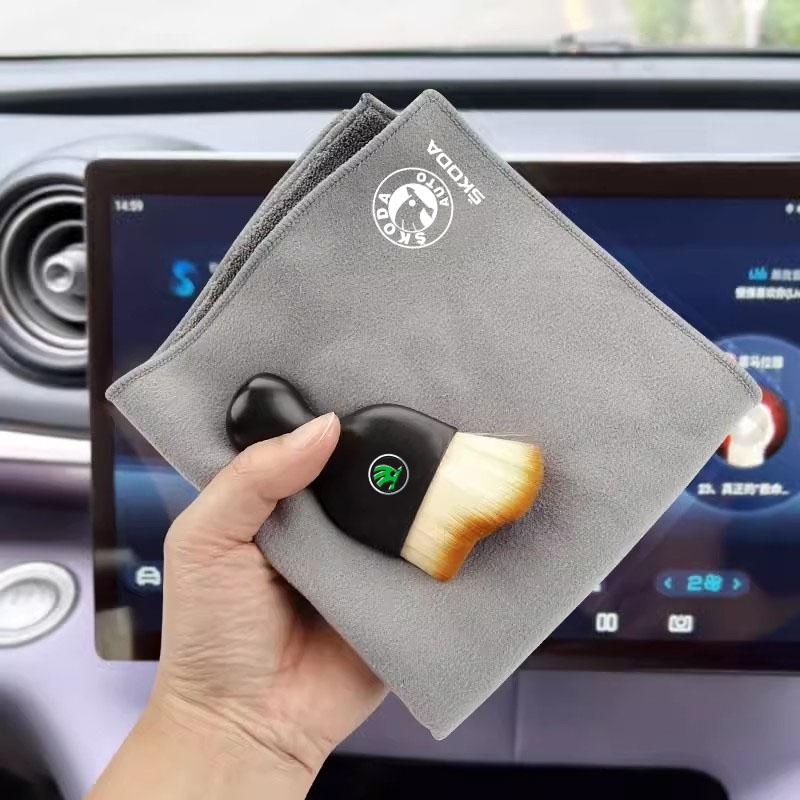 Car Interior Cleaning Soft Brush Wash Towel Wipe Dry Cloth For Skoda Octavia Fabia Kamiq Superb Rapid Kodiaq Enyaq Citigo Karoq