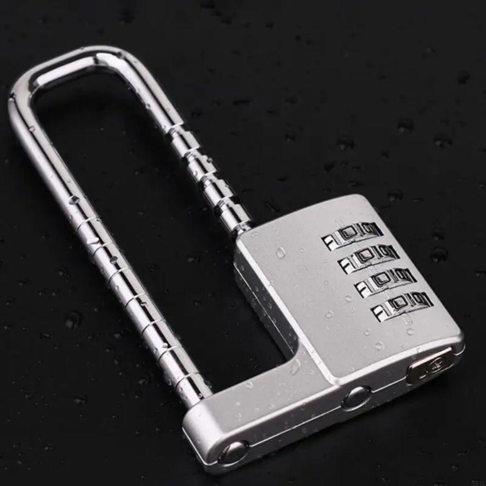 4Digit Combination Padlock Security Password Lock Head Retractable Lengthened U-shaped Lock School