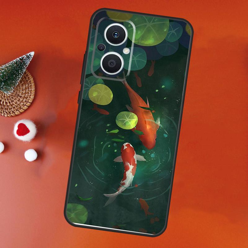 Koi Carp Fish Painting For OPPO Reno 8T 4Z 5Z 4 5 6 7 8 Lite 10 Pro OPPO Find X2 Lite X3 Neo X6 X5 Pro Phone Case