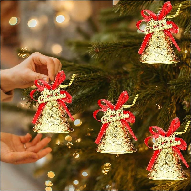 4 Stück Weihnachtsglocken Ornamente Zur Dekoration Klingelglocken Für Bastelarbeiten Perlen Dekorationen Für Weihnachtsbaum Spielzeug DIY Dekoration