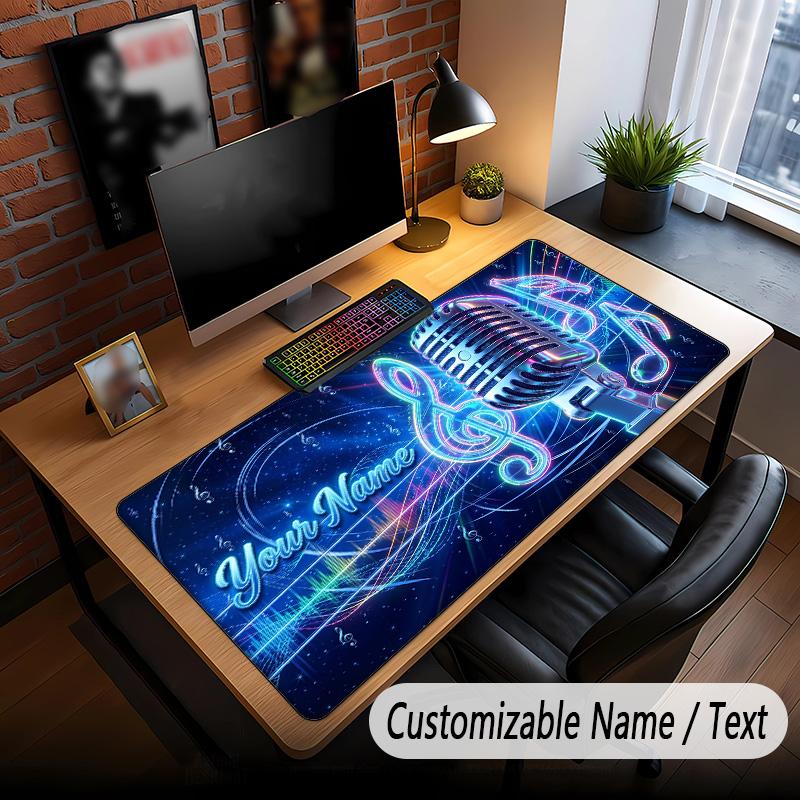 Music General Theme Custom Mouse Pad Personalized With Name Text Customized Desk Mat For Office Home Decor