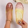 Fashion Women Slippers 2025 New Summer Jellies Slippers Women Fashion Mesh Hollow Beach Shoes Ladies Flat Sandals Round Toe Slides Women