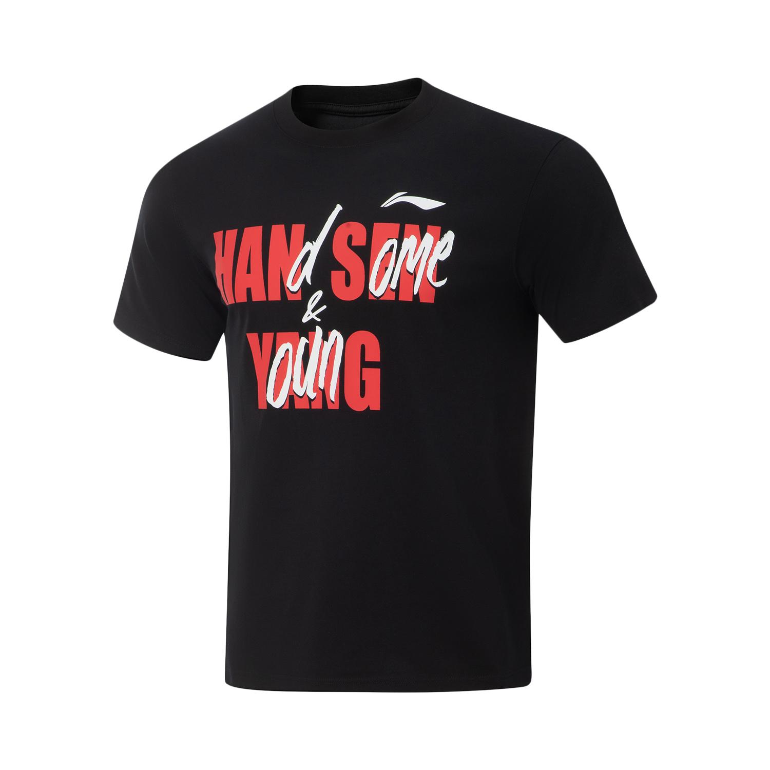 

Li Ning Баскетбольная Серия Спортивная Мода Повседневная Футболка с Коротким Рукавом и Принтом Букв, Универсальная, с Круглым Вырезом, Мужская, Черная AHSVG53-2 2XL