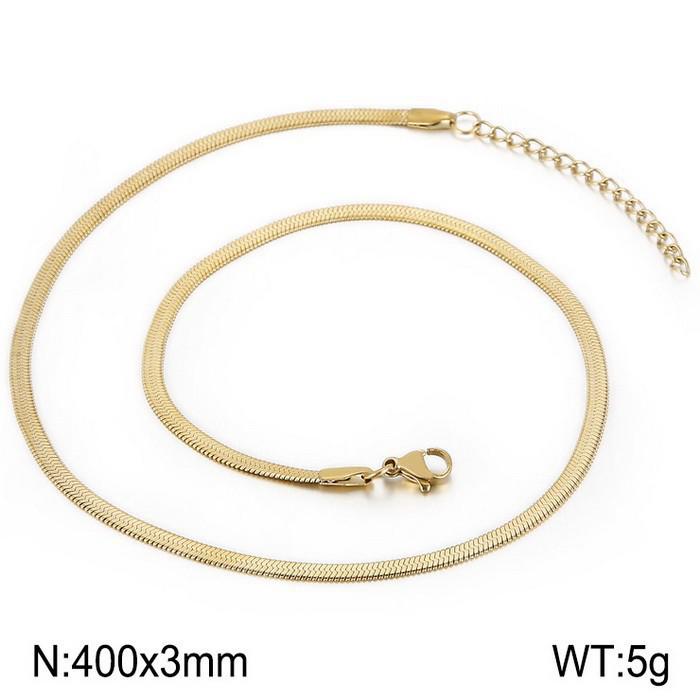Trendy Minimalist Stainless Steel Snake Chain Necklace & Bracelet Set