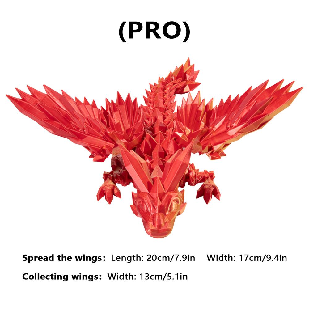 Kreatives Weihnachtsgeschenk 3D-gedruckte bewegliche Kristall-Drachen-Skulptur Mysteriöser Drache Spielzeug zum Zappeln Landschaftsdekoration