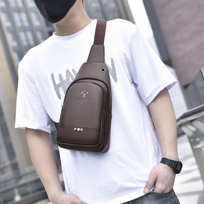 Men's Chest Pack Crossbody Bag Luxury Design Durable PU Leather Handbag Chest Bag Vintage Leisure Men's Handbag Shoulder Bag