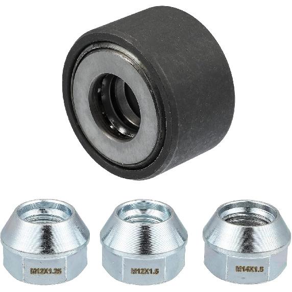 Motoforti Universal Wheel Stud Taller Tool, Tire Stud Tool, M12X1.25 M12X1.5 M14X1.5, Iron, With 3/4" Hex Wheel Lug Nuts, Silver Tone, 1 Set