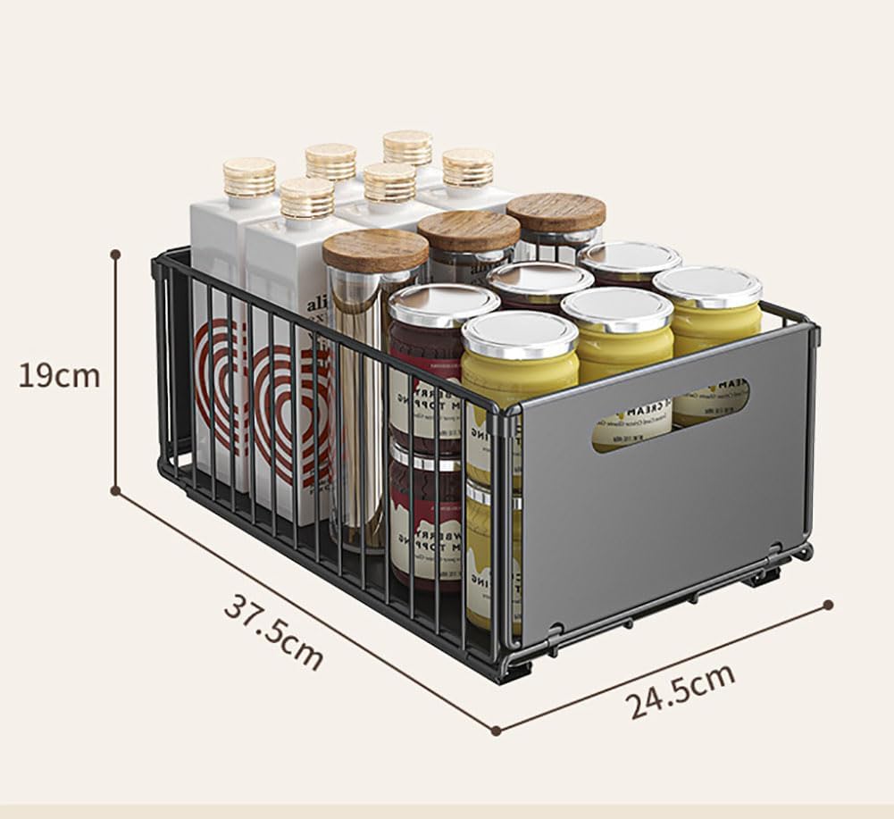 Pull Out Cabinet Organizer Slide Out Drawer Storage Shelves Cupboard Organiser Sliding Cabinet Basket for Kitchen No Drilling