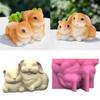 Moule Silicone Portrait Pots de Fleurs Moule Double Lapin Moules Jardinière