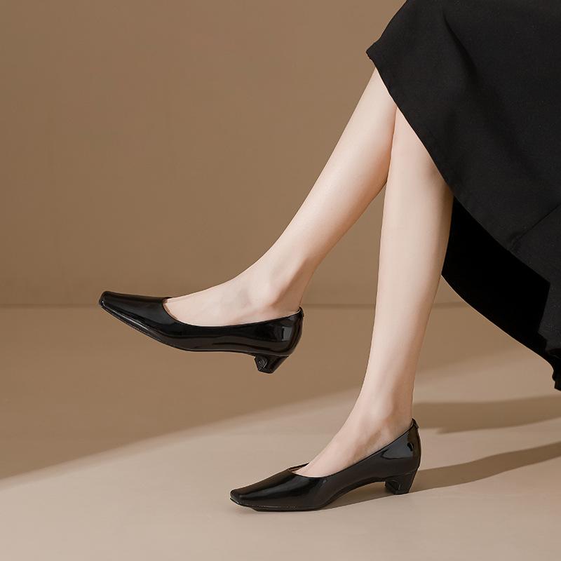 Yuanlitong spring new high heels women's French light luxury high-end women's shoes soft sole not tired feet shallow mouth leather shoes