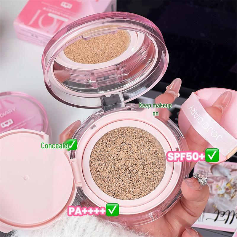 Jiujiu Diary Sunscreen Cushion BB Cream: Concealer, Brightening, Oil Control, Waterproof, Long-Lasting, Non-Cakey Foundation for Students and Parties.