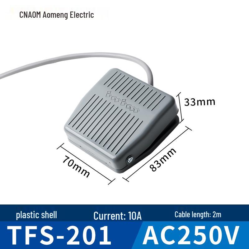 TFS-201 Plastic Foot Switch, 2m Cable, Pedal-Operated, Aviation Plug, Two/Three-Core Options