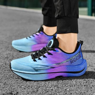 Heren carbonplaat zachtzool lichte hardloopschoenen, modieuze nieuwe sport herenschoenen, slijtvast, antislip, licht popcorn, casual trendy schoenen