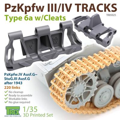 Studio World War II German Army Tank Track with Plastic Model Parts TR85025 Molding Color T-Rex 1/35 III/IV Type.6a Anti-slip