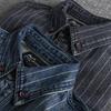 Camicia a maniche lunghe da uomo autunno e inverno, spessa, retrò britannica, a righe, marea lunga