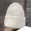 Knit Beanie Hat Rabbit Hair Blend Metal Letter M Label Warm Ear Protection Winter Autumn Trendy Skullcap Women
