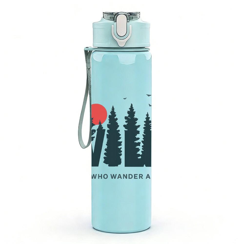 1PC Wild Mountain Pine Tree 750ml Color Plastic Sports Water Bottle Leakproof Flip Straw Lid Suitable for Sports Office Home Use