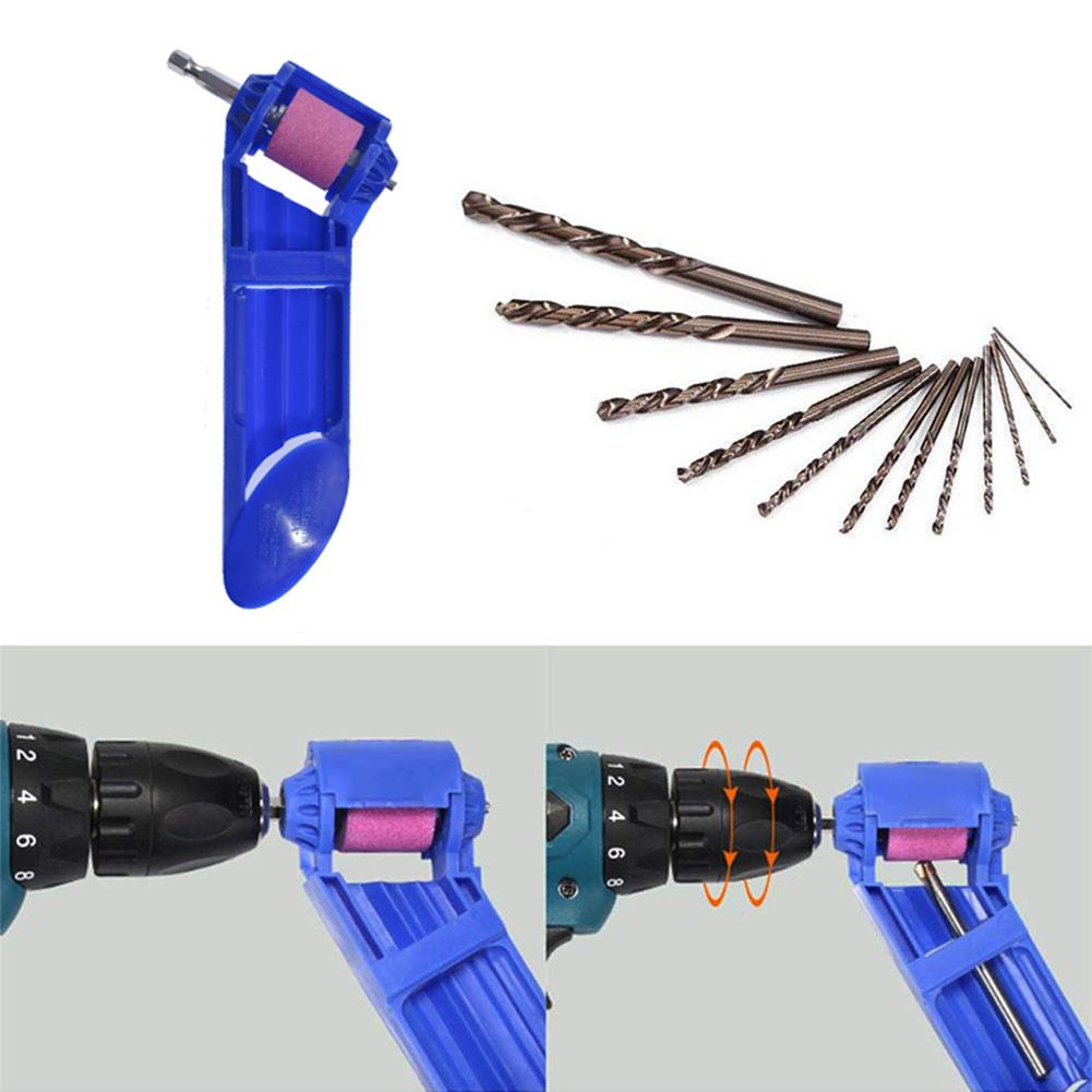 Multi-Size Fit Drill Bit Sharpening Kit Portable Twist Drill Sharpener Attachment for Power Drill Handheld Grinder for Sharpening Blunt Drill Bits