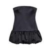 Silk Satin Strapless Rhinestone Patchwork Balloon Dress - European & American Style
