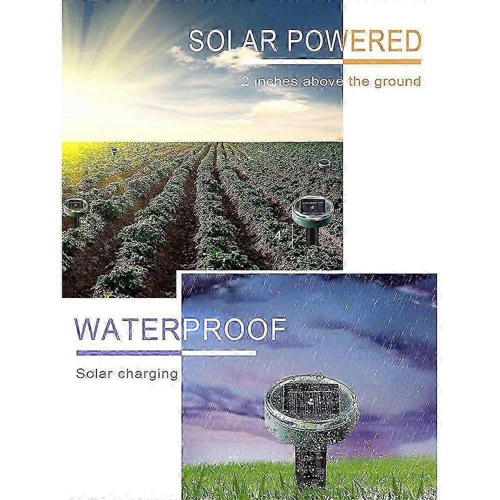 Solar Ultrasonic Snake Mouse Repeller Outdoor Pest Control 2PCS
