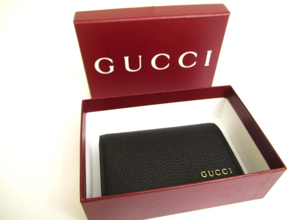 Αυθεντικό Λογότυπο GUCCI Μαύρο Δέρμα Θήκη Επαγγελματικών Καρτών Πιστωτικών Καρτών #a784 Ανακατασκευασμένο