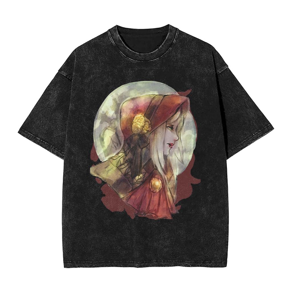 Hot Game Peripherals Bloodborne Darks Souls Graphic Print TShirt Streetwear Vintage Washed Cotton Top Oversized Summer New Tees