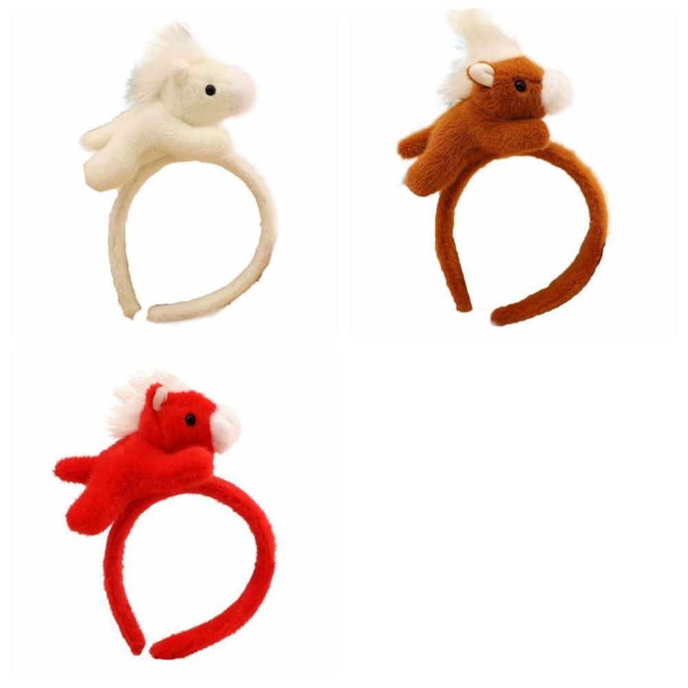 Pony Horse Hair Hoop Mascot New Year Headpiece 2026 New Year Headband  Masquerade Party