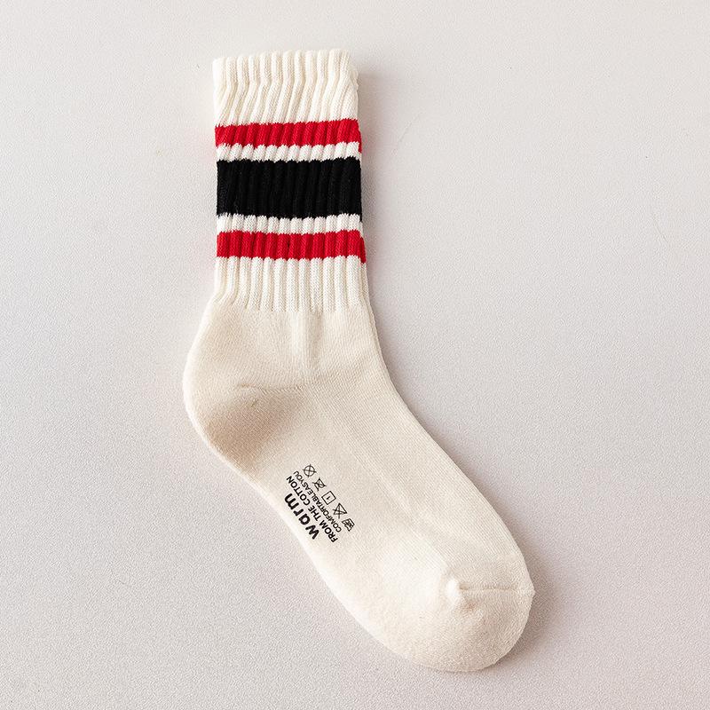 

Мужские носки до середины икры Cityboy в японском рабочем стиле - Полосатые махровые носки для скейтбординга и спорта One Size (36-44) красный черный