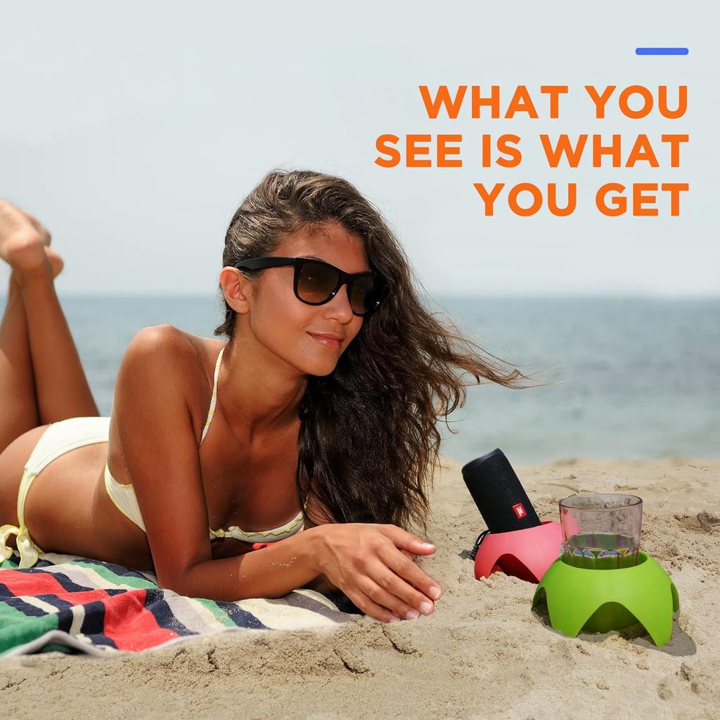 8-Pack Beach Sand Coasters Drink Cup Holders - Must-Have Accessories for Women, Adults, and Families On Beach Vacation - Multicolor