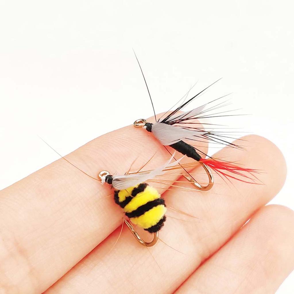 Artificial Tussock Red Tail Moth Bait & Bumble Bee Dry Fly Bait -Mixed Styles Artificial Fishing For Trout/Bass/Salmon/Perch/Carp Bait -6/10Pcs/Box