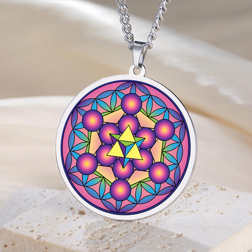 Dawapara Merkaba Metatron s Cube Necklace Archangel Seals Sacred Geometry Multicolor UV Engraving Stainless Steel Jewelry