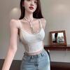 #Pure Lace Chain Sling Neck Beauty Back Vest Fixed Cup Free To Wear Gathering Bra Hot Girls Outside Wear