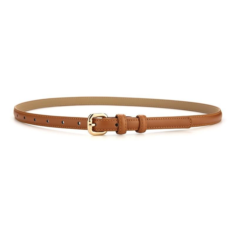 Womens Genuine Leather Slim Waist Belt For Dresses And Shirts With Metal Buckle For Casual Or Office Wear