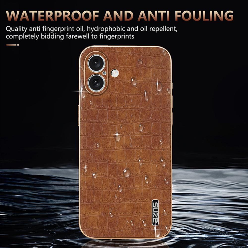 AZNS For iPhone 16 Case Electroplating Crocodile Texture PU+TPU Phone Cover