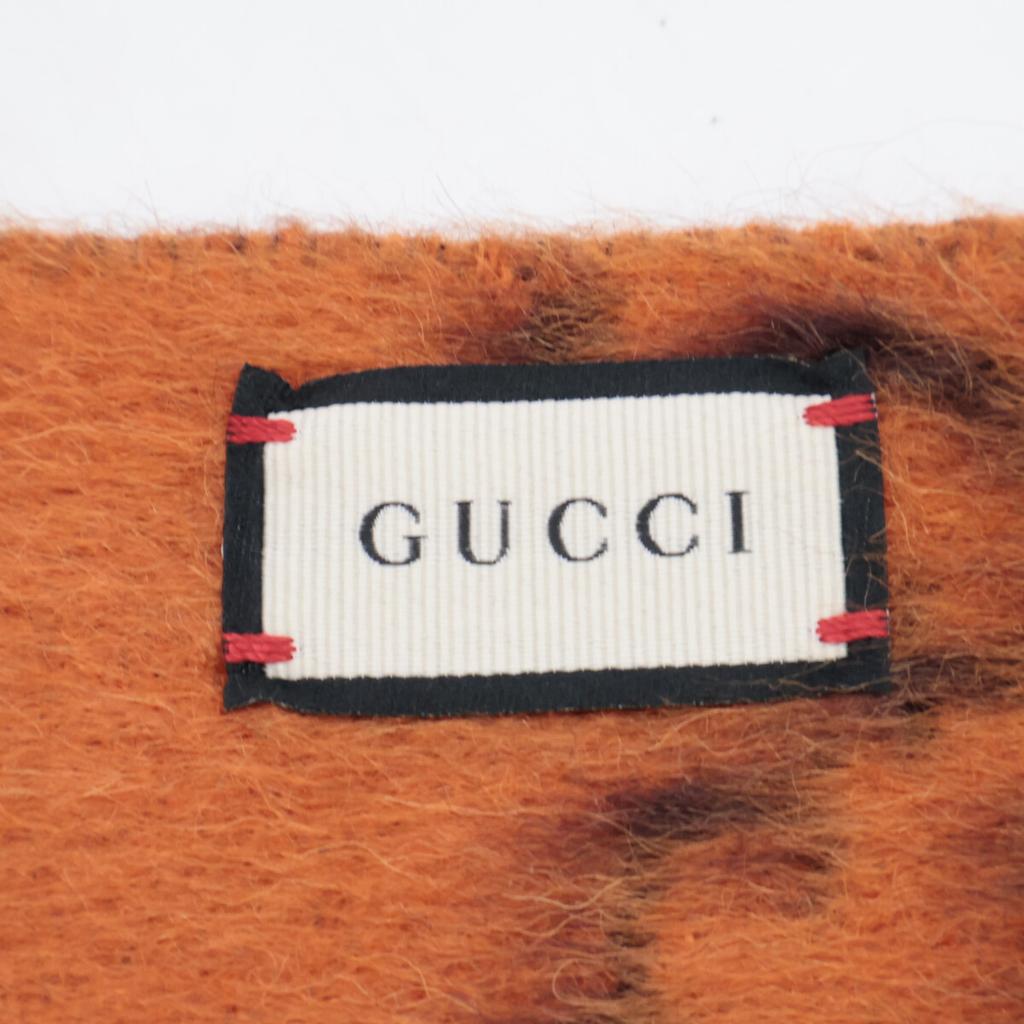 Gucci [Brand new/Domestic Genuine] 537556 4G275 7665 GG Pattern Alpaca Blend Wool Scarf 30 X 196 Cm Black / orangeUsed