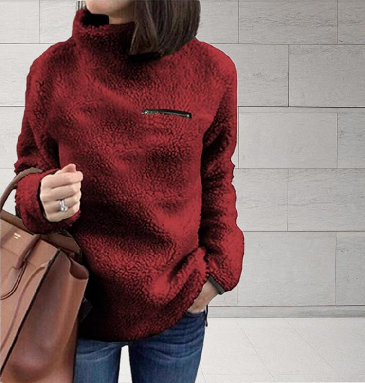 Winter Super Soft Comfortable Solid Color Turtleneck Pullover Women's Sweater Fashion Zipper Sexy Top Ladies Hipster Clothes