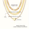 3pcs/Set European Style Elegant Layered Peach Heart Pendant Snake Chain Cuban Necklace for Women