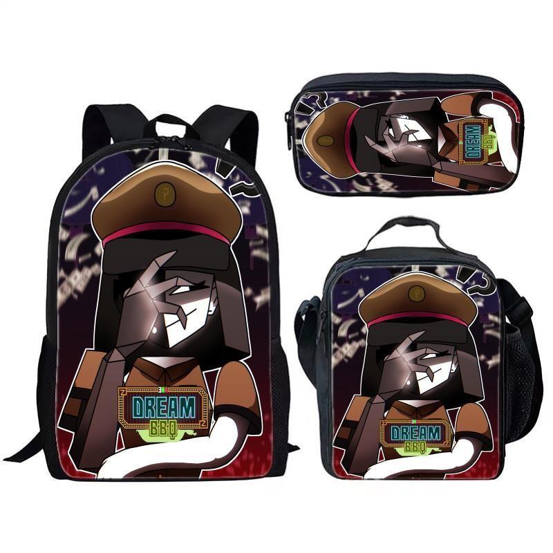 Bbq Dream Ena Pattern Printing Backpack Lunch Bag Pen Case Set For Gift Student