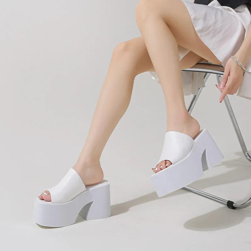 Fashion 10cm Summer Slip On Women Wedges Sandals Platform High Heels Fashion Open Toe Ladies Casual Shoes Comfortable Promotion Sale