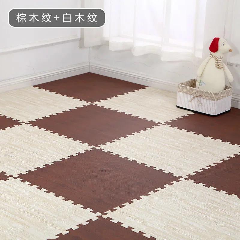 Holz Baby EVA Schaum Spielmatte Puzzlematte Ineinandergreifende Übungsfliesen Krabbelteppich für Kinder Spielaktivität Weicher Boden 30x30x1cm
