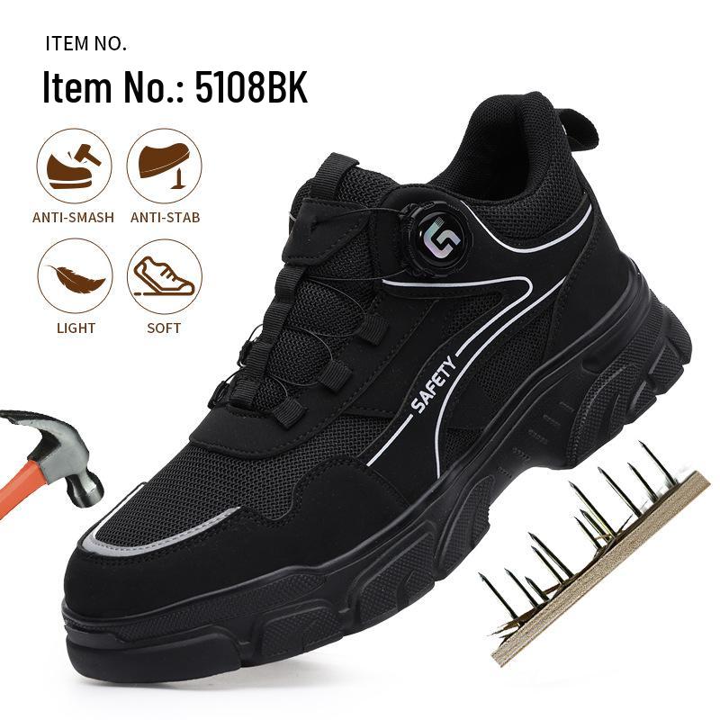 Men's Lightweight Steel Toe Safety Shoes: Breathable, Anti-Smash, Anti-Puncture, Comfortable, Wear-Resistant Labor Protection Footwear.