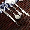 Titanium Tableware Set Household 4 In 1 Dinnerware Knife and Fork Spoon Travel Vajilla Camping Portable Supplies Fork Spoon Set
