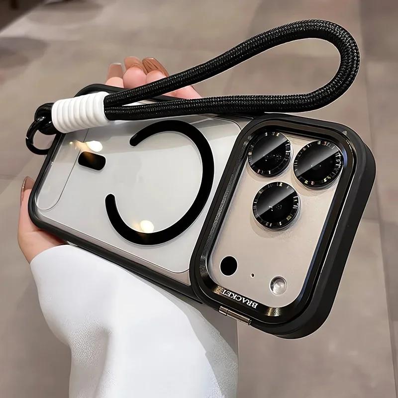 Nuevo Soporte de Cámara Para Funda Magsafe para iPhone 17 ProMax 17 Air 16 15 14 Plus 11 12 13 Pro Max Con Correa de Muñeca Cubierta de Película para Lente